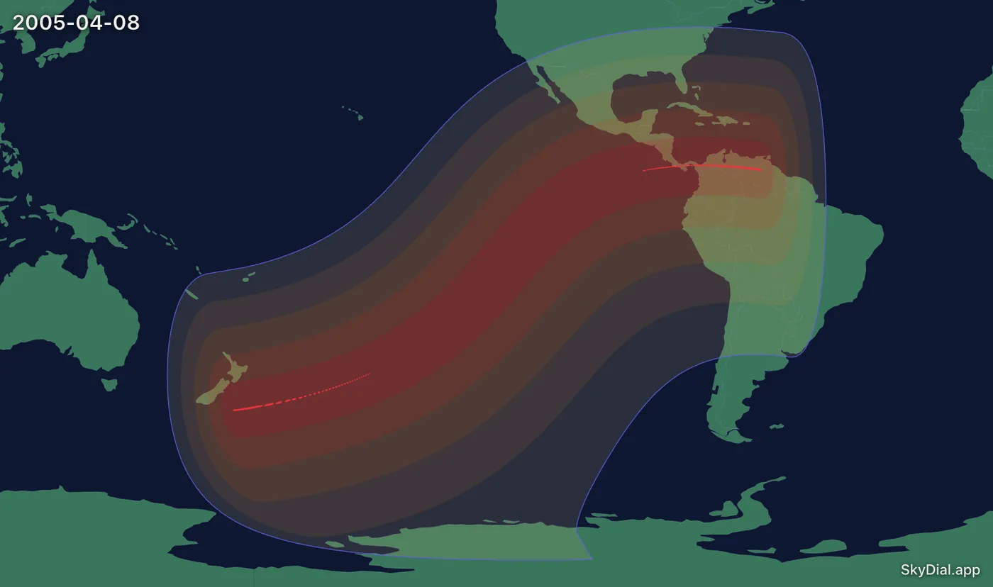 Interactive map of the 2005-04-08 solar eclipse