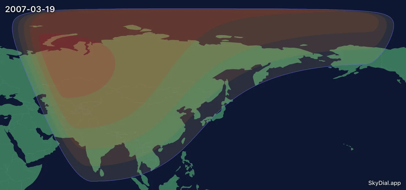 Interactive map of the 2007-03-19 solar eclipse