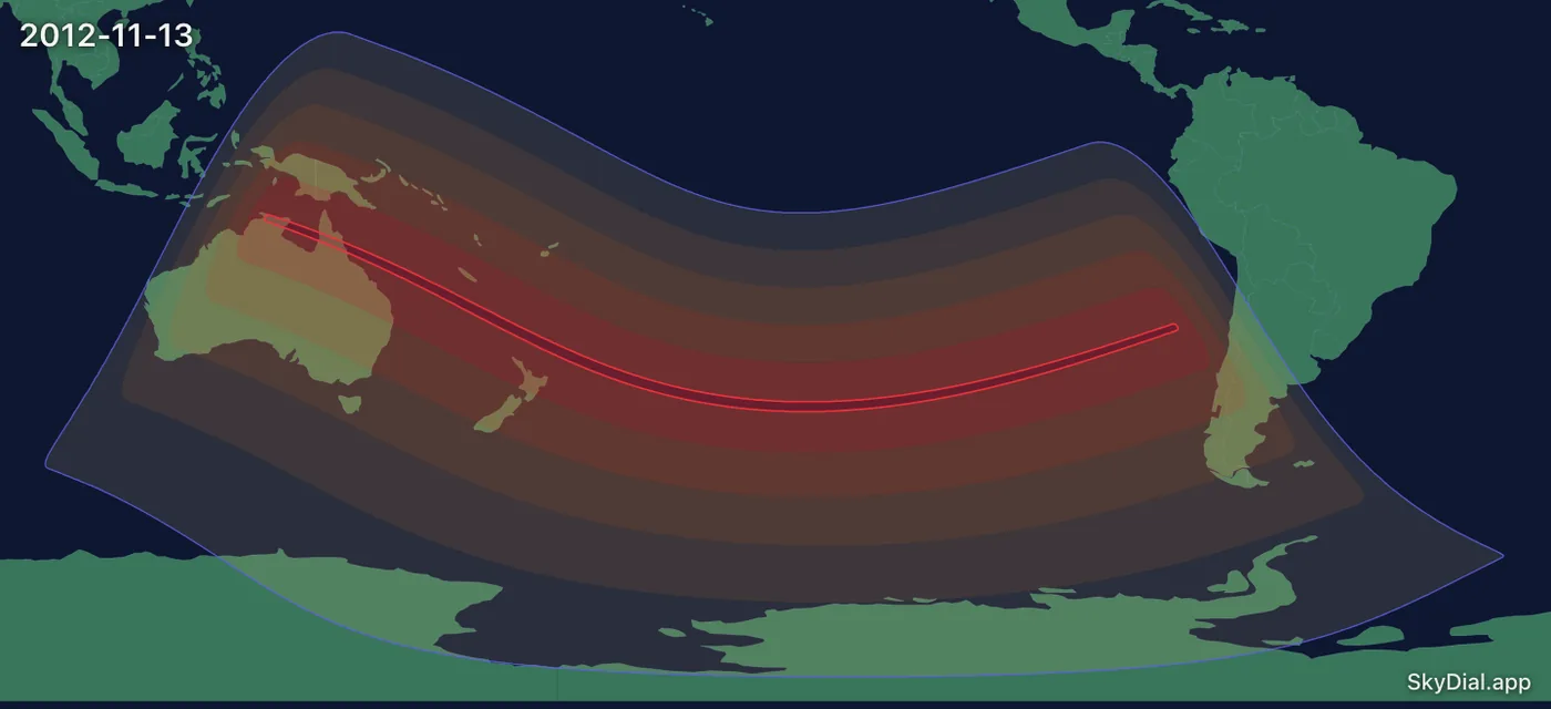 Interactive map of the 2012-11-13 solar eclipse