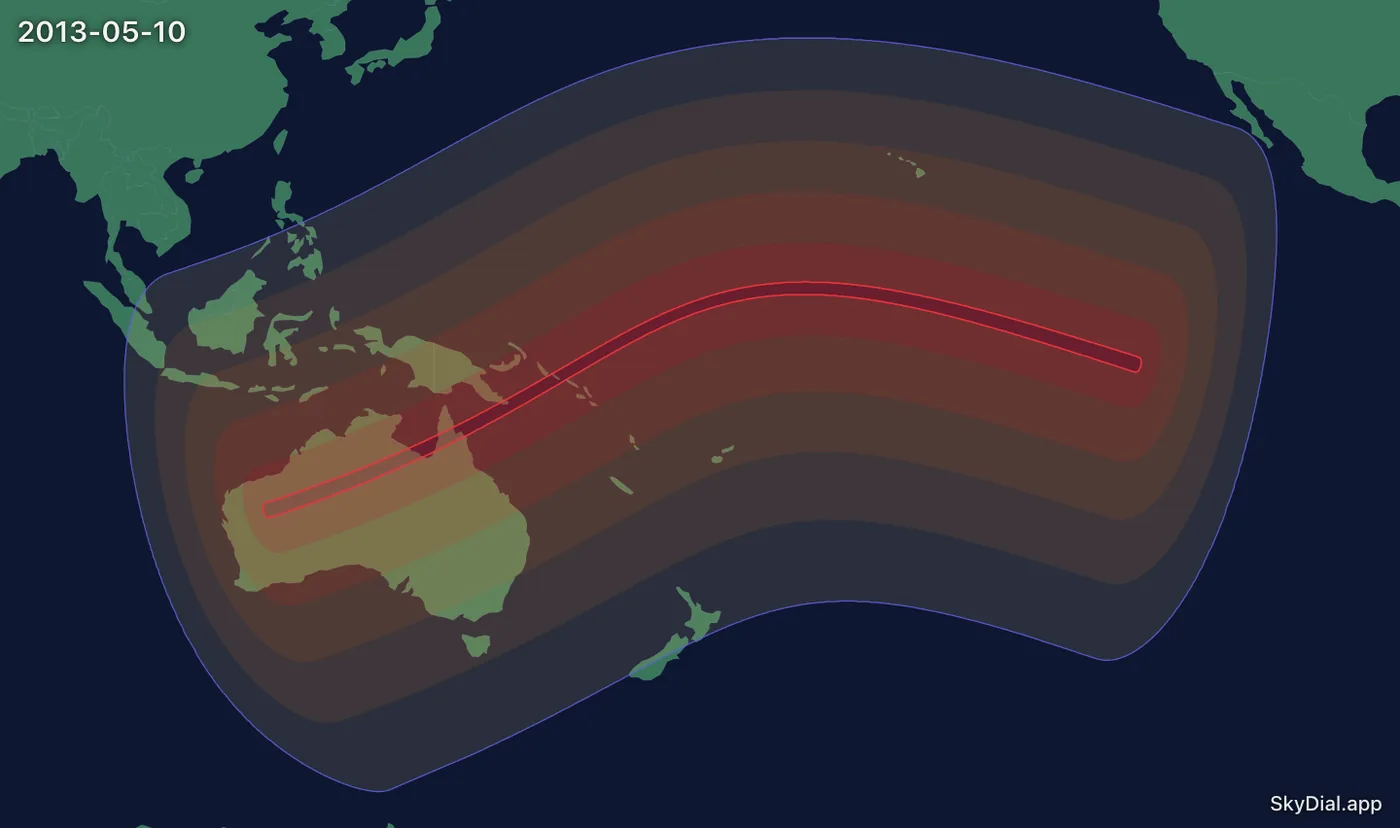 Interactive map of the 2013-05-10 solar eclipse