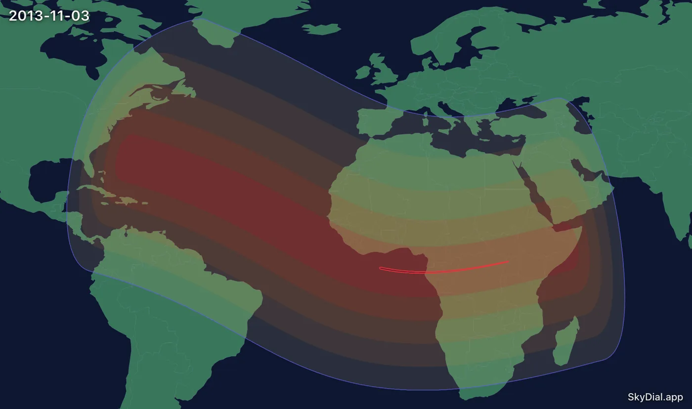 Interactive map of the 2013-11-03 solar eclipse