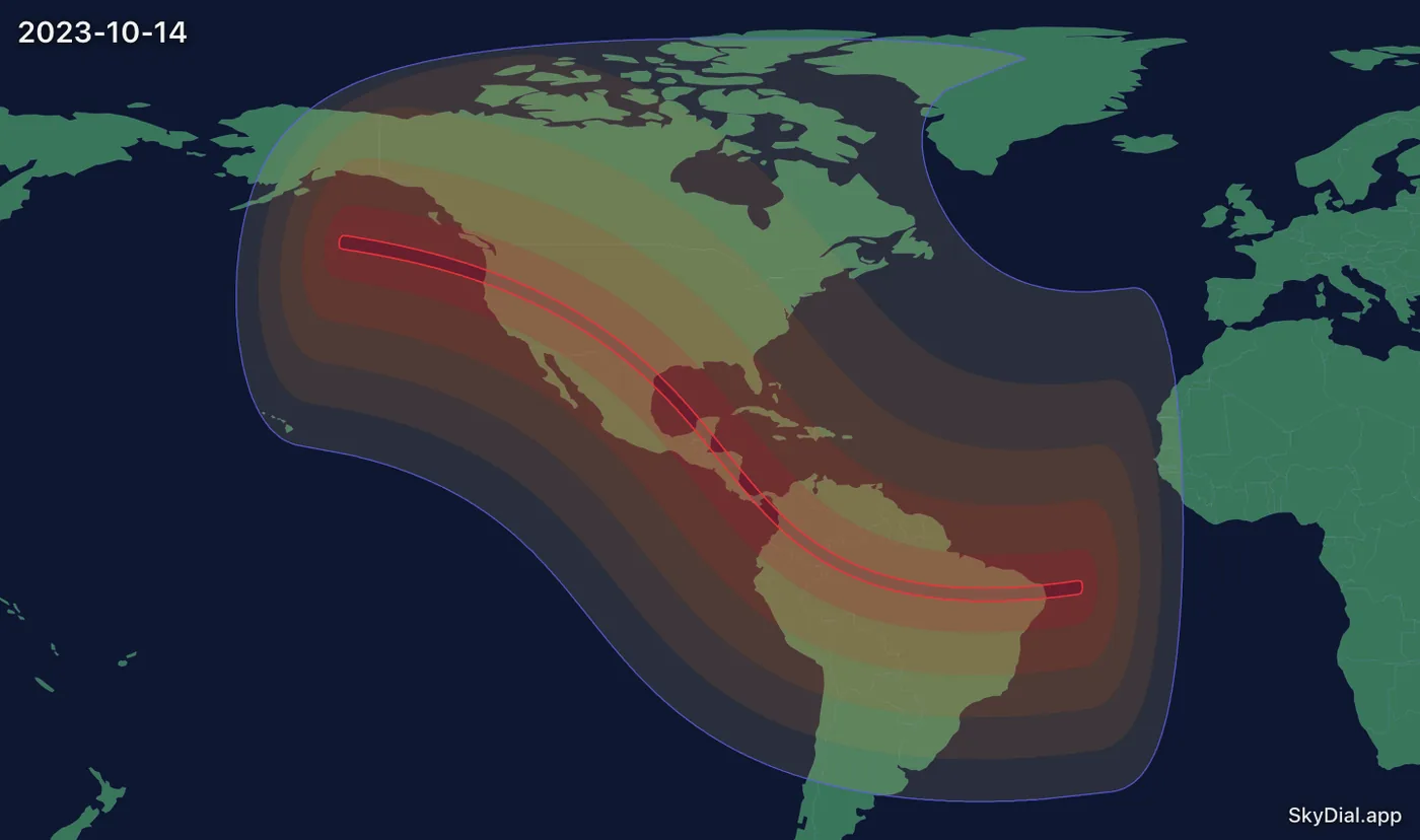 Interactive map of the 2023-10-14 solar eclipse