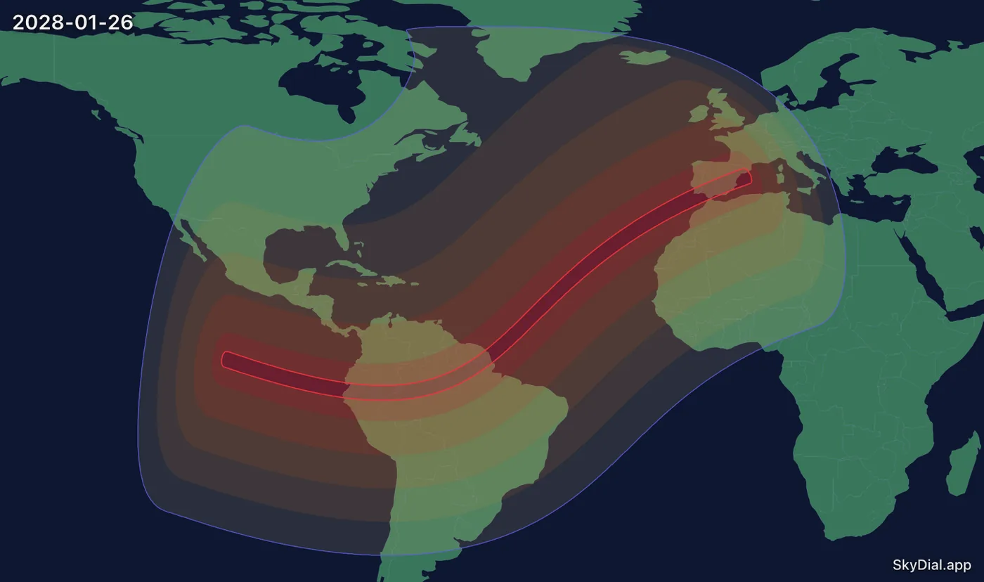 Interactive map of the 2028-01-26 solar eclipse