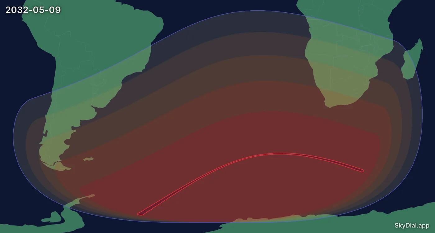 Interactive map of the 2032-05-09 solar eclipse