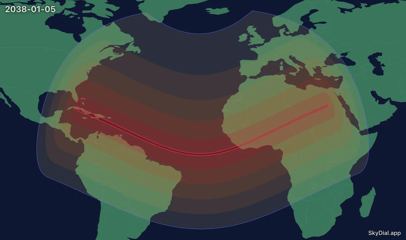 Interactive map of the 2038-01-05 solar eclipse