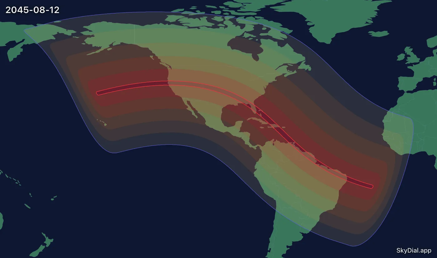 Interactive map of the 2045-08-12 solar eclipse