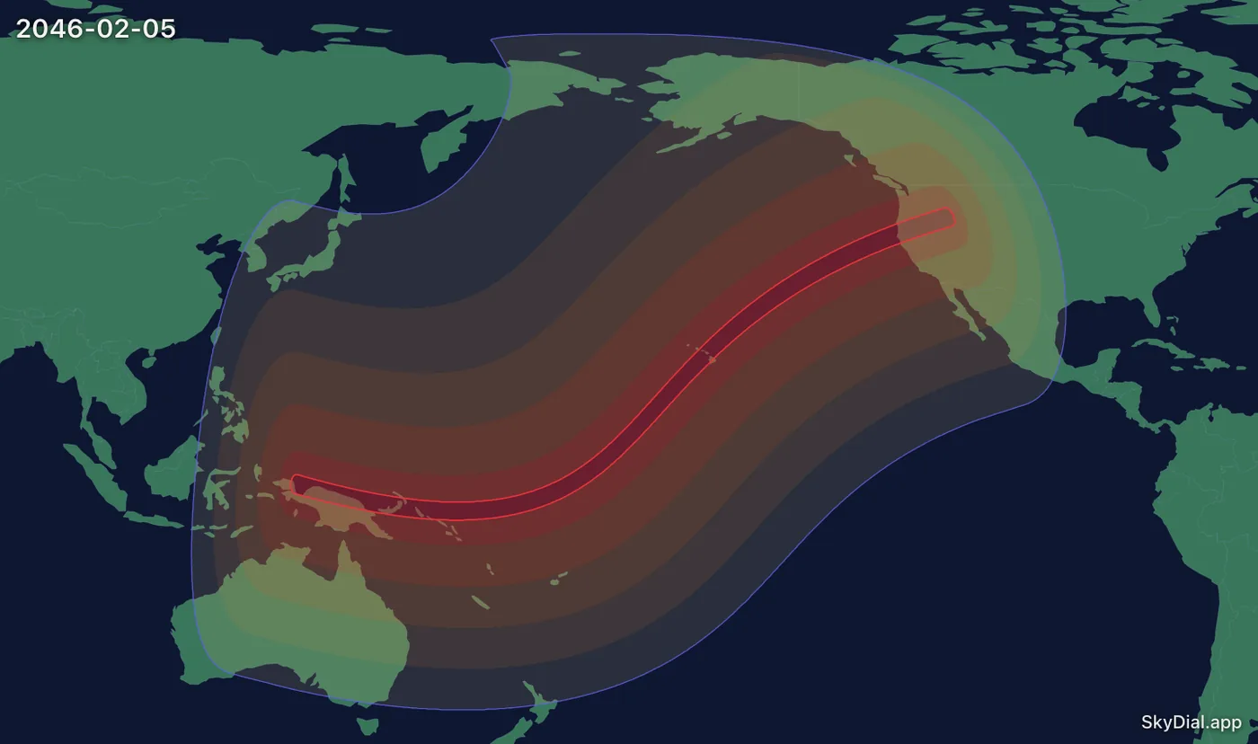 Interactive map of the 2046-02-05 solar eclipse