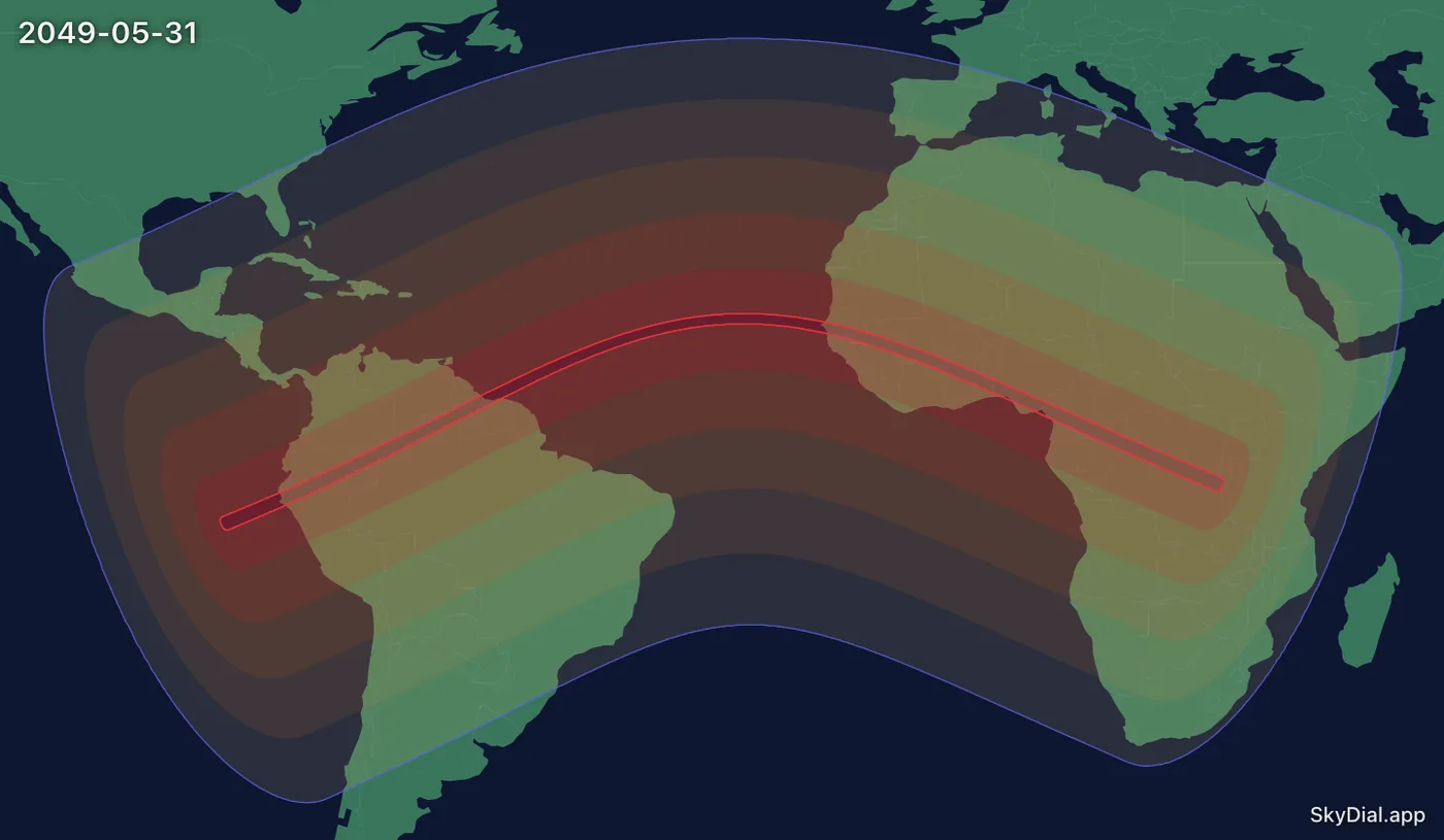 Interactive map of the 2049-05-31 solar eclipse
