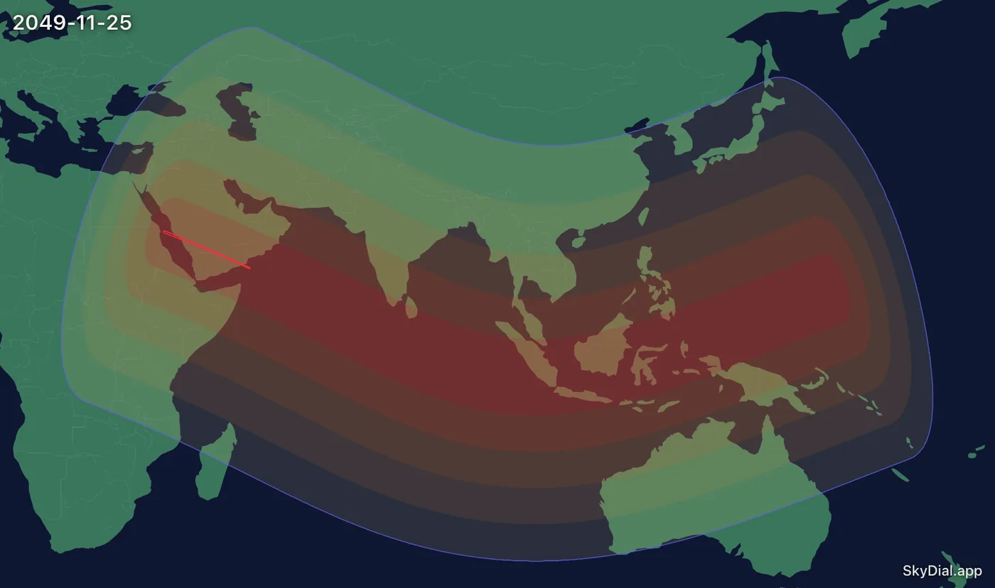 Interactive map of the 2049-11-25 solar eclipse