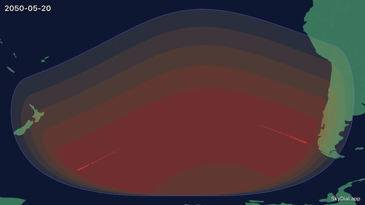 Interactive map of the 2050-05-20 solar eclipse