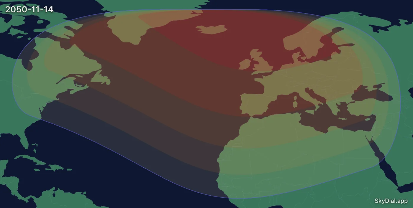 Interactive map of the 2050-11-14 solar eclipse