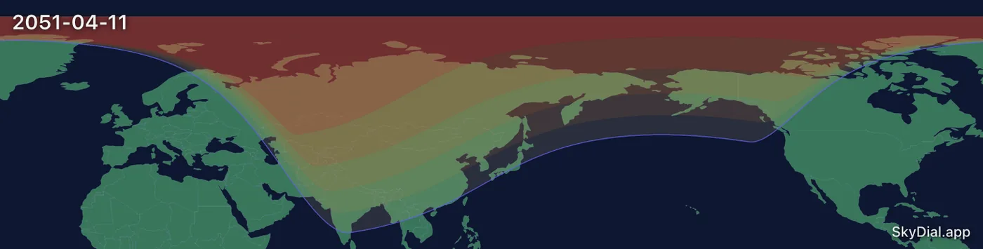 Interactive map of the 2051-04-11 solar eclipse