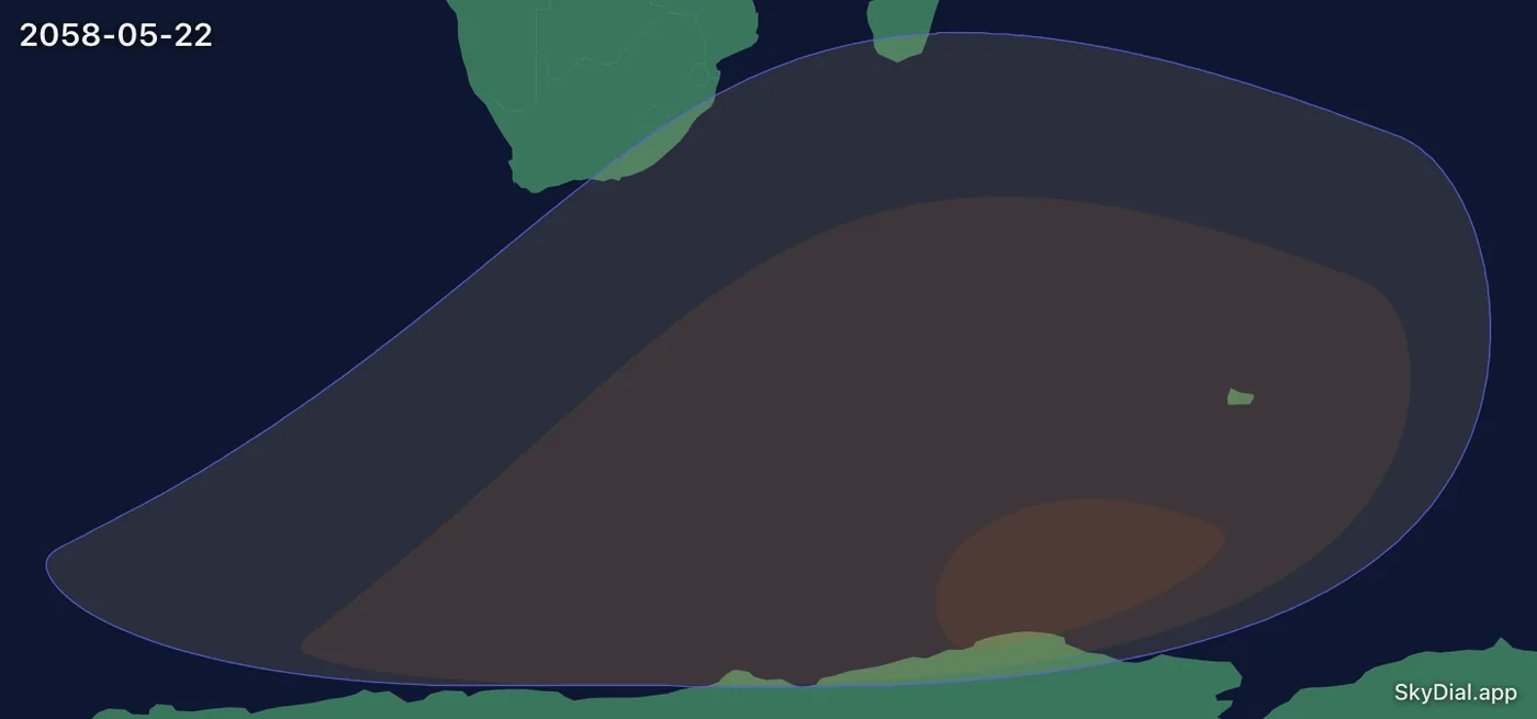 Interactive map of the 2058-05-22 solar eclipse