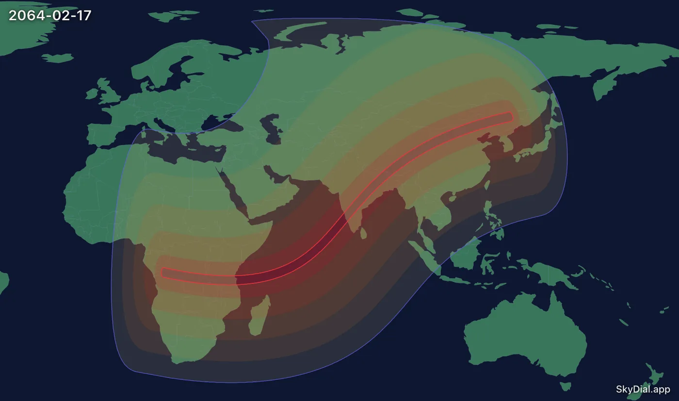 Interactive map of the 2064-02-17 solar eclipse