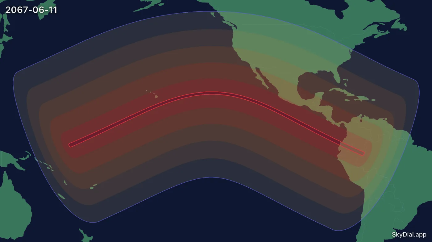 Interactive map of the 2067-06-11 solar eclipse