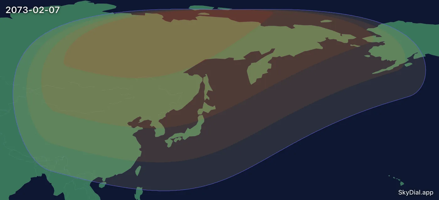Interactive map of the 2073-02-07 solar eclipse
