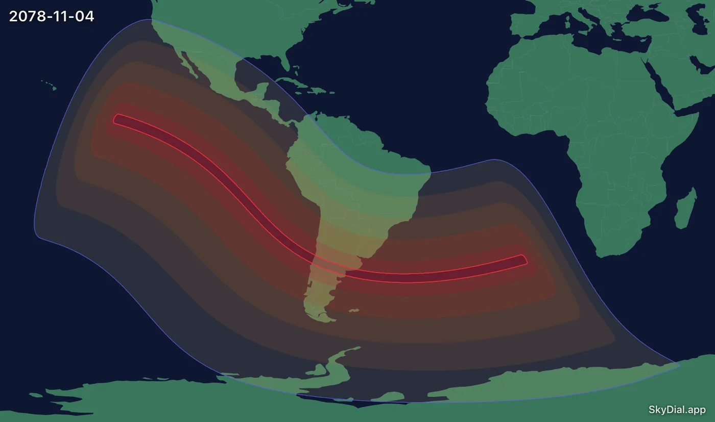 Interactive map of the 2078-11-04 solar eclipse