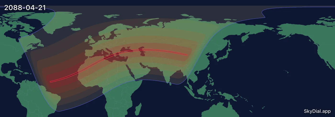 Interactive map of the 2088-04-21 solar eclipse
