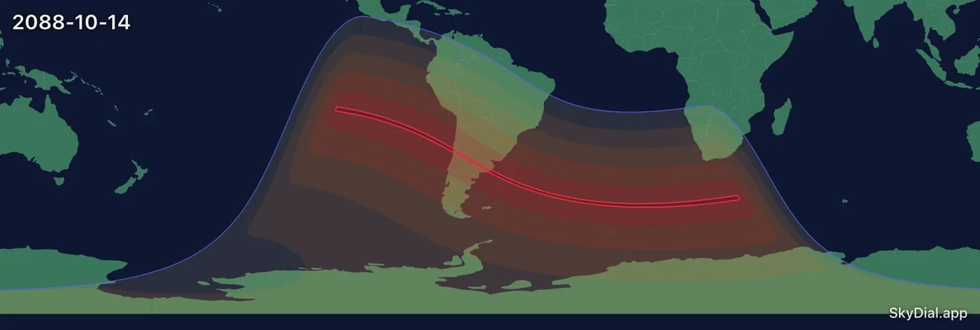 Interactive map of the 2088-10-14 solar eclipse