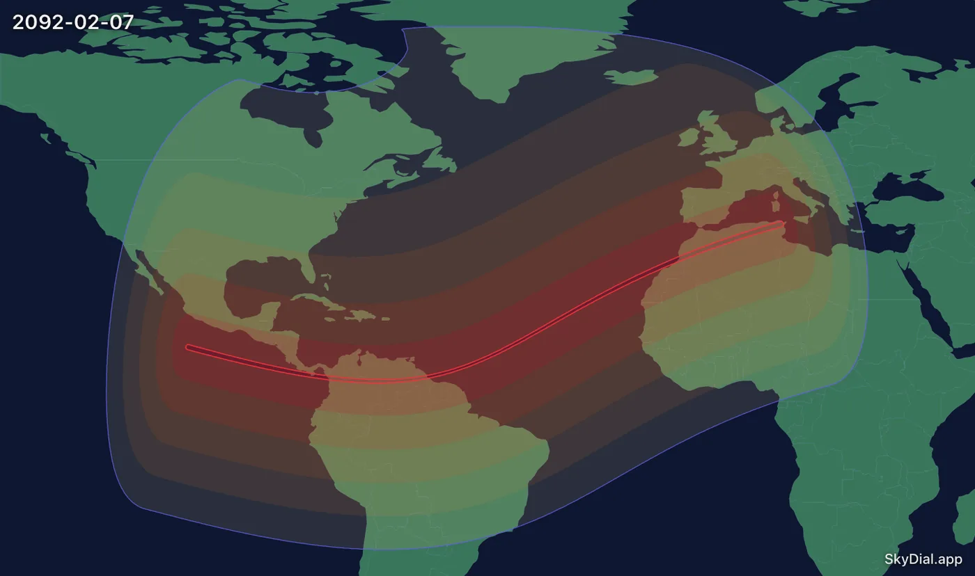 Interactive map of the 2092-02-07 solar eclipse